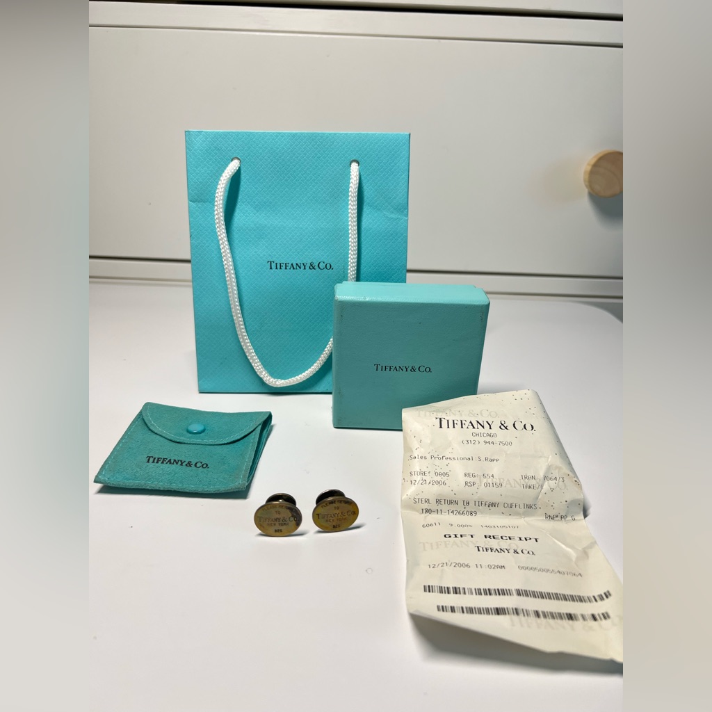 Tiffany & Co. Ag 925 Please Return To Tiffany & Co. New York Oval Cufflinks 14g.